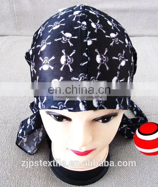 2014profession customize 100% cotton black with white pirate logo triangle bandana