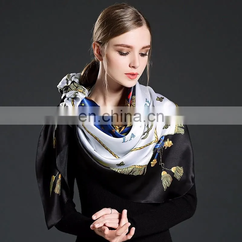 Women big square silk scarf 140*140cm