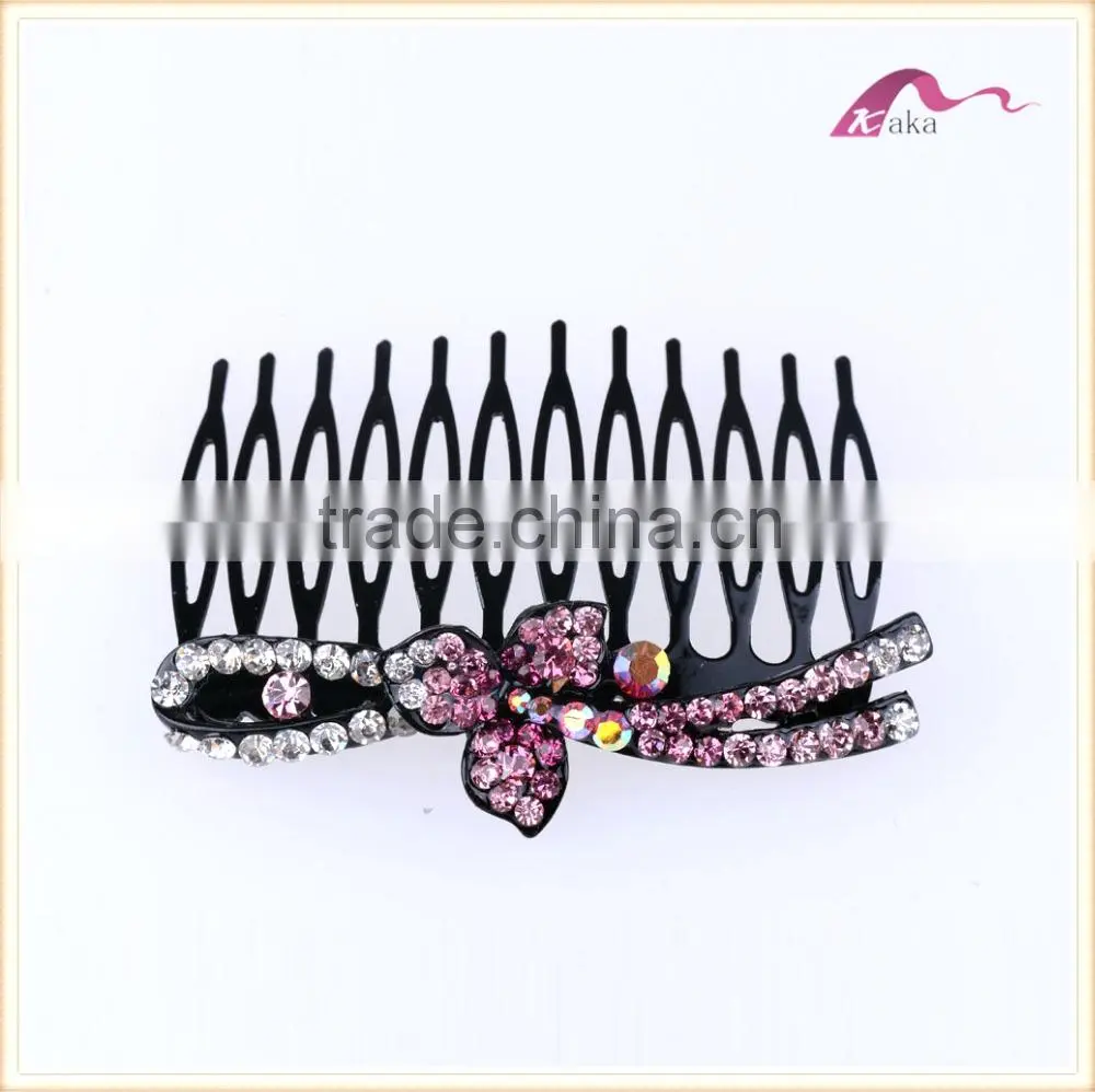 China Factory Price Girls Fashion Women Metal Crystal Flower Hair combS Headwear Accessory