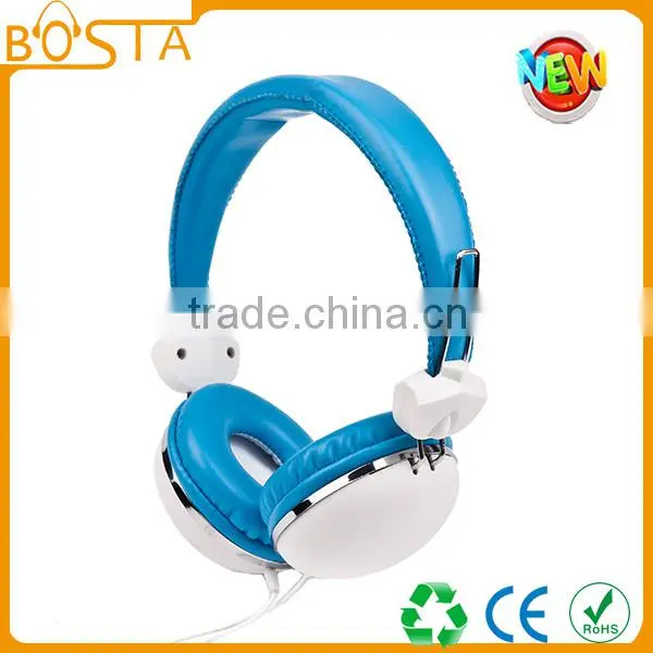 Cheap stereo wired 3.5mm custom OEM 2016 cushion headphones with leather