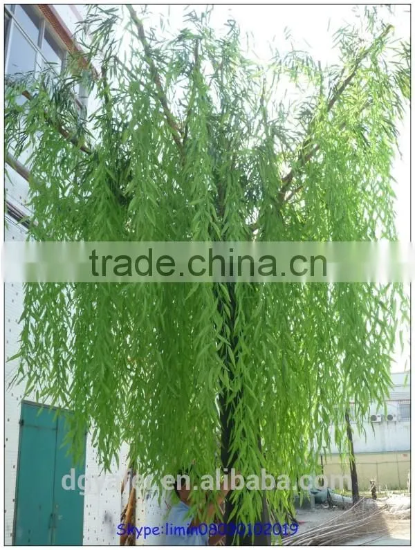 Fiberglass, plastic leaf,fiberglass trunk Material and Trees Plant Type Artificial Wepping Willow Tree for outdoor decoration