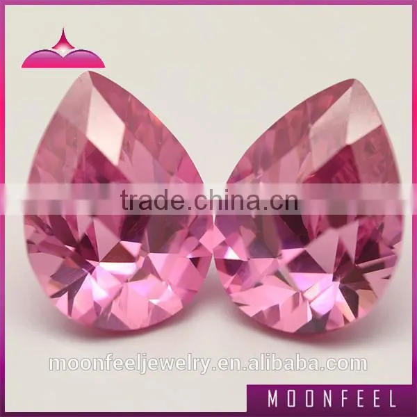 pink colour pear cubic zirconia checkerboard cut gemstone