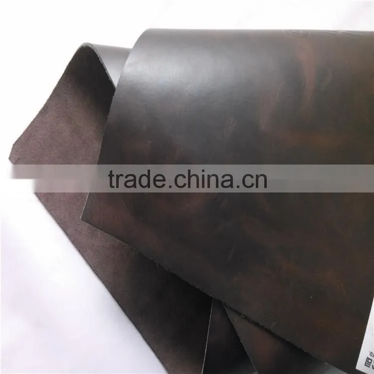 Pull up waterproof cow leather for luggage bag leather