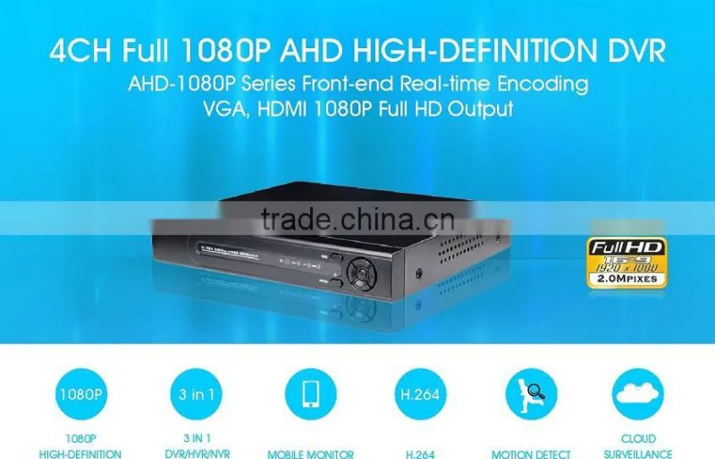 4CH 3G H.264 AHD 1080P DVR with wifi