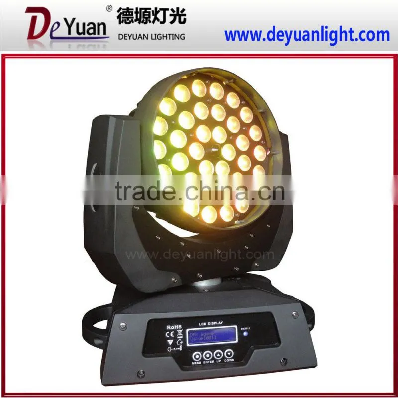 Zoom Light 6 in 1 36PCS 12W RGBWA UV LED wash Moving head Light