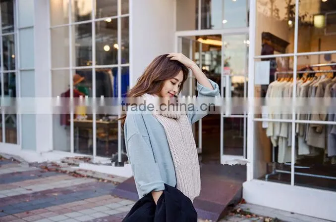 New Korea Fashion Winter Plain Acrylic Crochet Unisex Woman Man Ladies Knitted Scarf