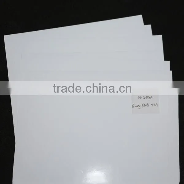 150gsm waterproof adhesive-backed a4 glossy photo paper for dye,pigment ink