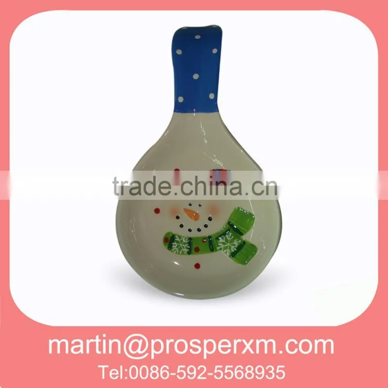 Christmas ceramic snowman spoon rest decal