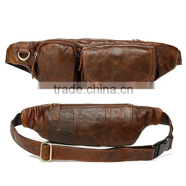 Perfect top grain leather satchel waist bag men Mens Chest Bag Runners Belt Travel Pouch