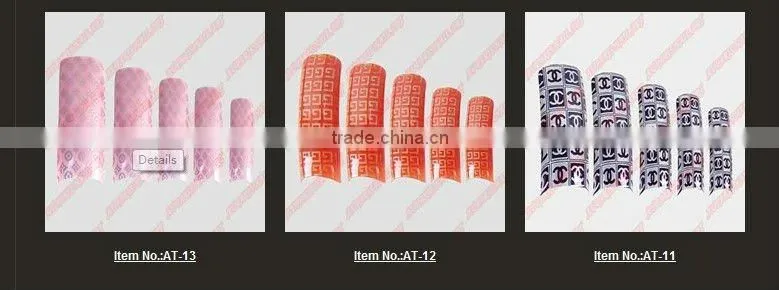 wholesale 70pcs/box Airbrush Pre Design Translucent French False Nail Art Acrylic Tips AT1200