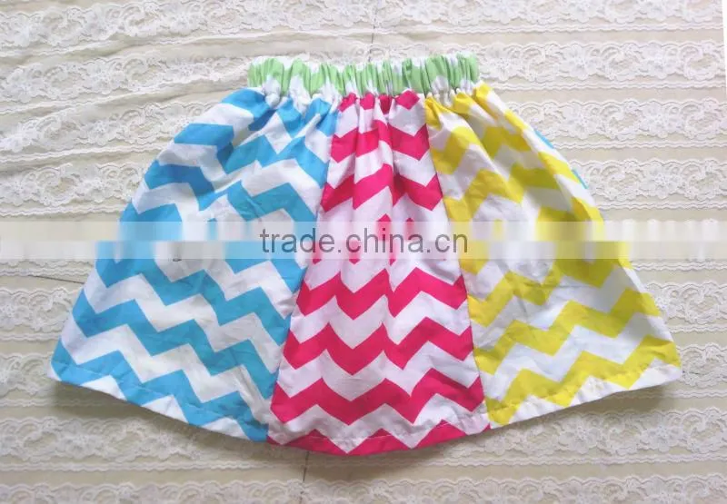 New Arrive Chevron print multicolor cotton skirt Zig zag chevron skirt for girls