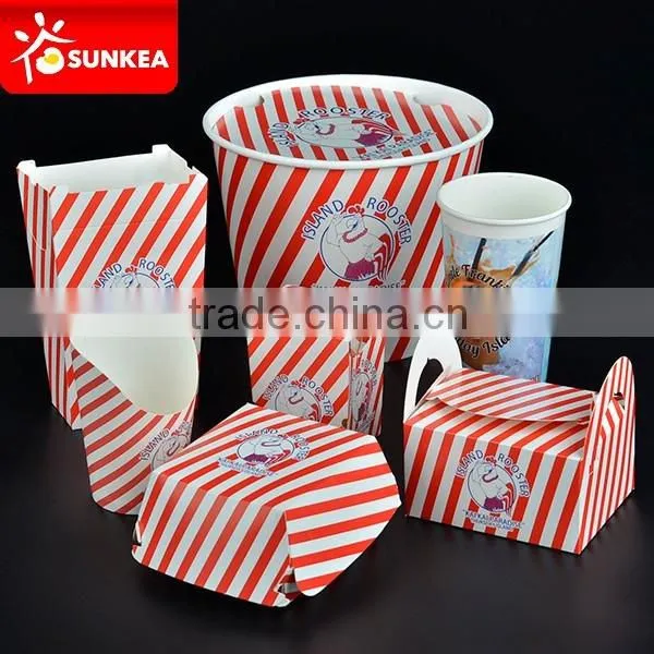 Chinese food, deli salads, pasta dishes, cookies and gift paper boxes