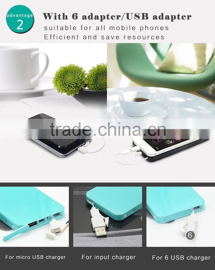 retractable cable wireless mini power bank with CE FCC ROHS