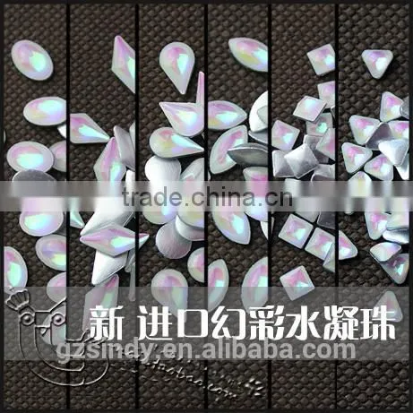 3d nail art decoration flat back square resin opal stone ZX:SZ572