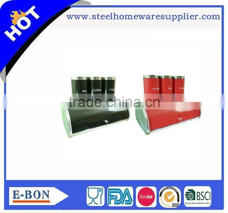 Modern design stainless steel bread box and canister set