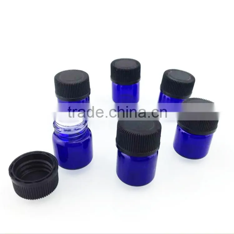 Blue 1ml/2ml/3ml vial Glass Vials and Bottles with plastic cap