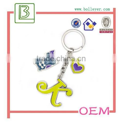 letter number metal keychain