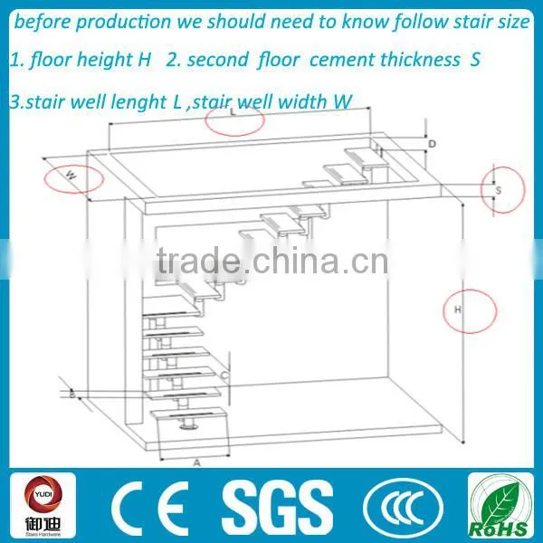 DIY internal residential floating tempered glass stairs