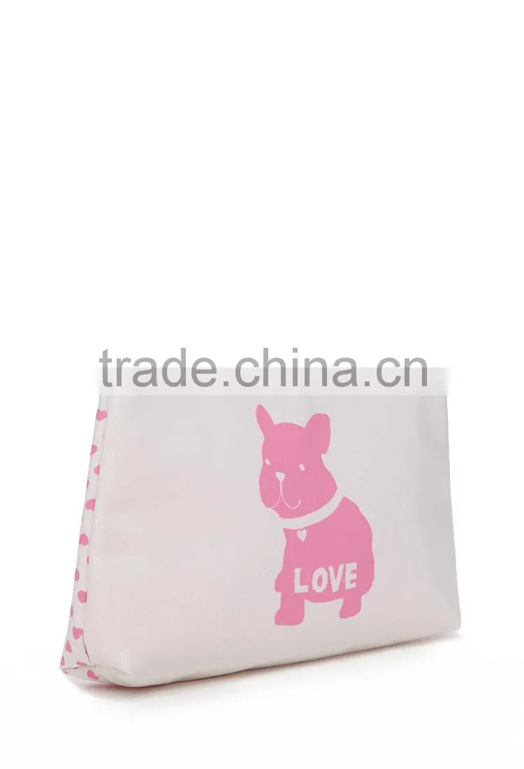 Promotional cotton French dog Cosmetic Pouch