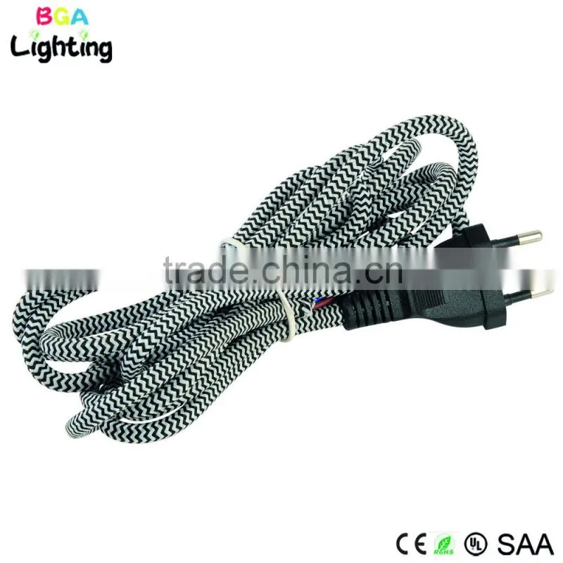Cotton braided wire with black on/off switch and AC EU plug for pendant light