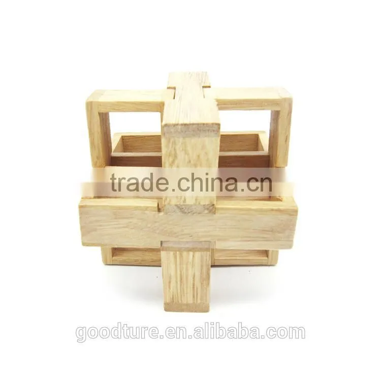 2015 Hot Sale Wooden IQ Intelligent Puzzle Magic Puzzle Kongming Lock Brain Teaser Model Number GAD1085