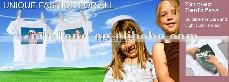 Easy-on transfer paper for light color textiles , white t shirt printing