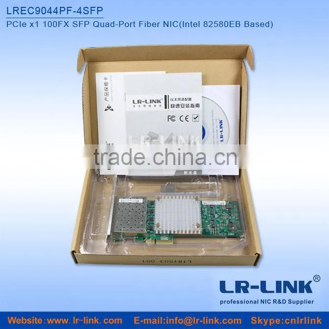 LREC9044PF-4SFP PCIe x1 100FX 4 SFP Port Fiber network card (Intel 82580 Based) Unique