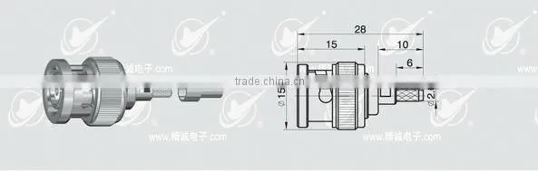 Reverse Polarity BNC male body with female pin solder for RG316 RG174 cable
