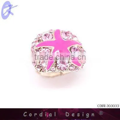 hot sale wholesale starfish style fashion cute rhinestone ring