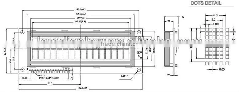 1602 rohs COB character lcd display module