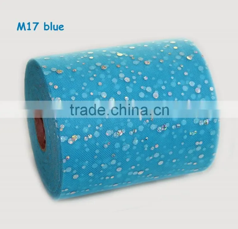 shining sequin Polyester tulle 6 inch x 100 yards spool glitter wedding facbric home decoration material