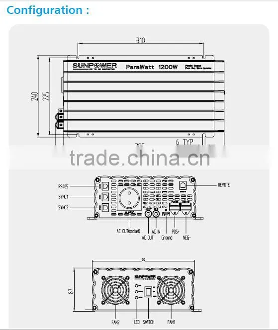 1200W DC to AC power inverter
