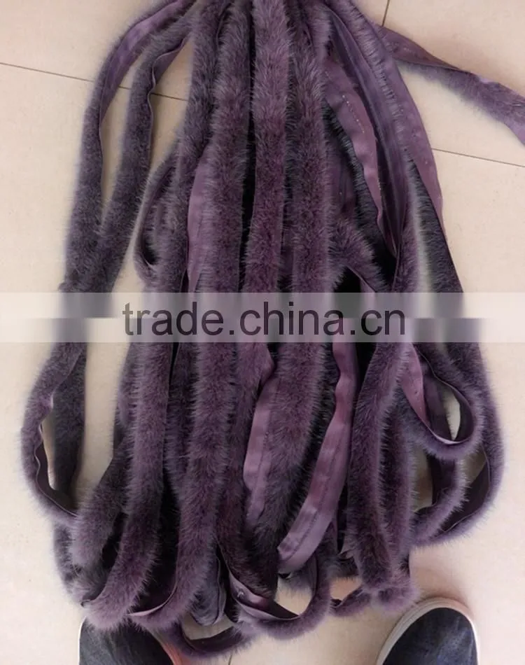 China Wholesale Dye Mink Fur Strip / Fur Collar / Real White Mink Fur Trimming