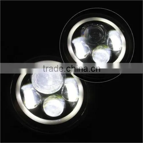 97-15 7" Inch 80W LED Headlights With Halo Angle Eyes For Jeep Wrangler JK TJ LJ