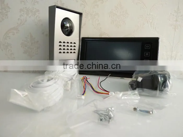 Hot sale 7inch TFT LCD touch screen handfree indoor monitor with touch key and unlock night vision camera video doorphone