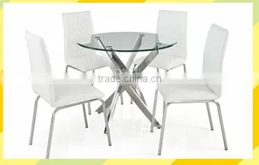 metal frame wood surface luxury tempered glass dining table, heavy-duty metal glass dining table and chairs