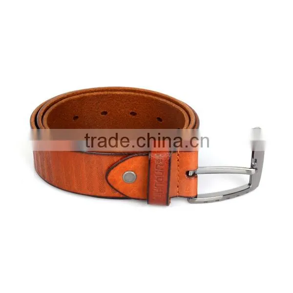 Gun Color Pin Belt Buckle Tan Cowhide Custom belt buckle Leather Belt