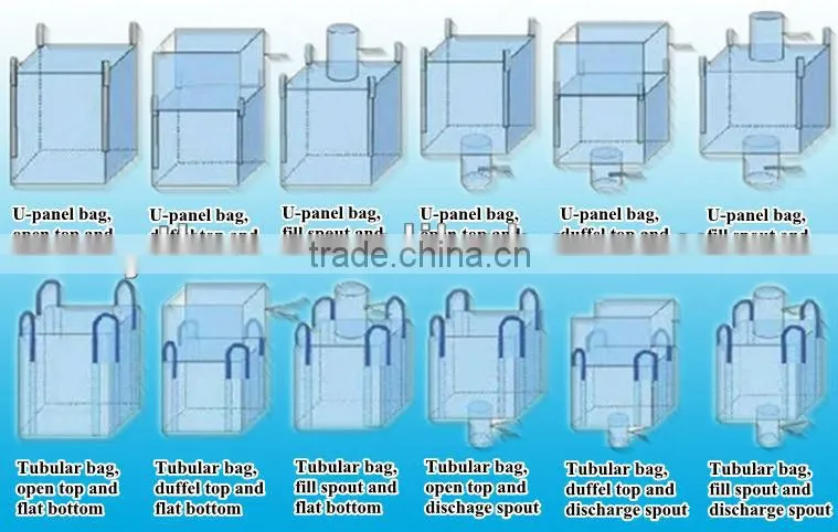 customizable PP u-panel breathable bulk bag/strong bulk bag with open top and flat bottom
