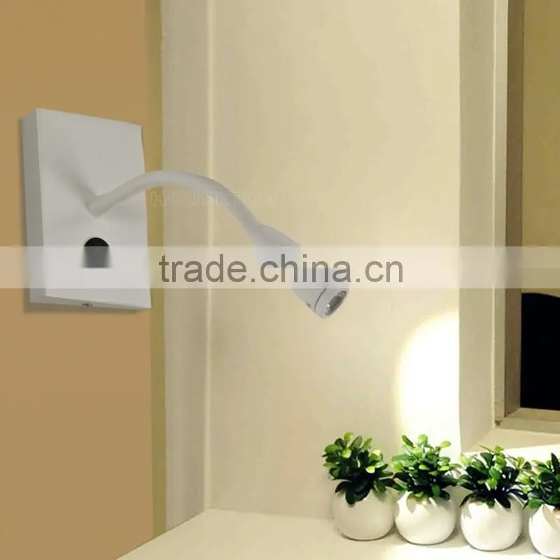 White painted gooseneck hotel bedside led reading light,Hotel bedside led reading light,Bedside led reading light WL1078