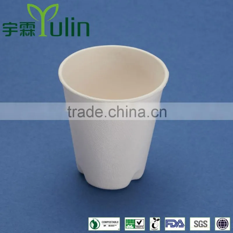 260ml disposable biodegradable sugercane pulp bagasse coffee cup