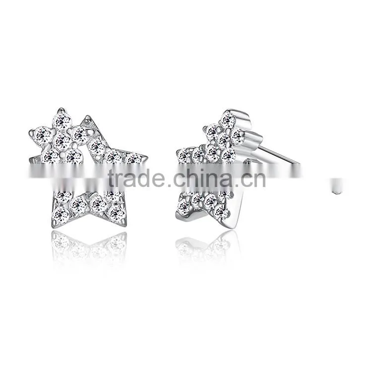 925 sterling silver jewellery shiny star earrings