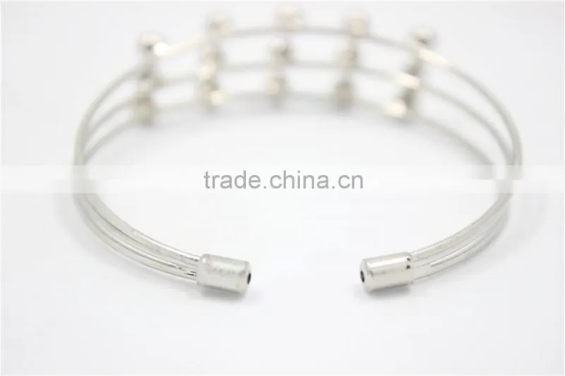 Silver Bracelet Designs Adjustable Cuff Jewelry Three Layered Silver Ball Handmade Bracelet For Women For 2016New Intrend style