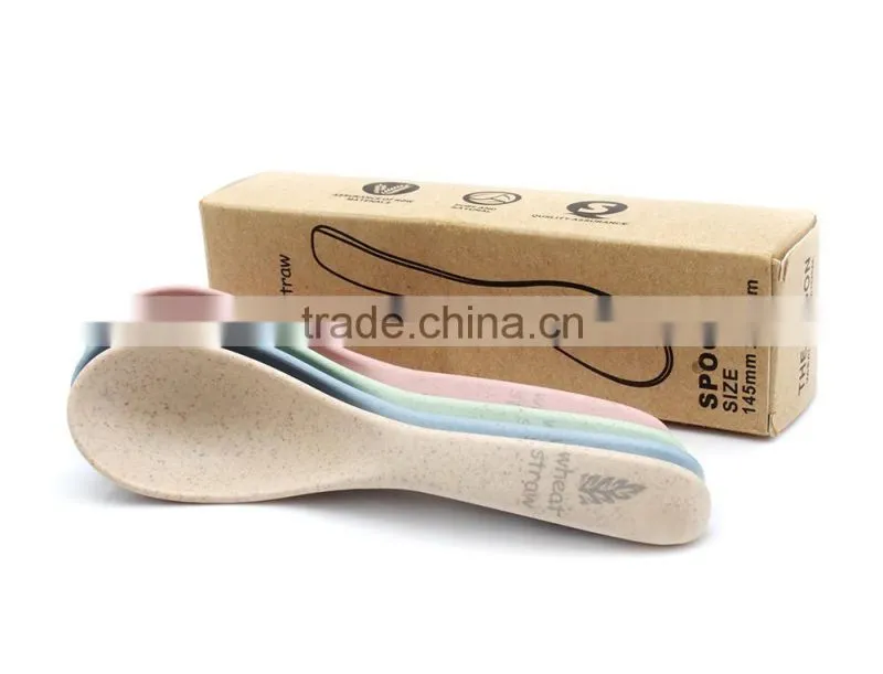 Biodegradable wheat straw and plastic spoon