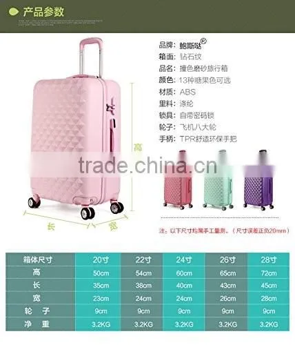 2016 Chinese suitcase colorful ABS PC Zipper hard Luggage