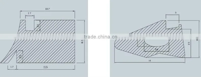 In-side glass rubber strip profile(EPDM, NBR, CR, SILICONE, PVC, composite)