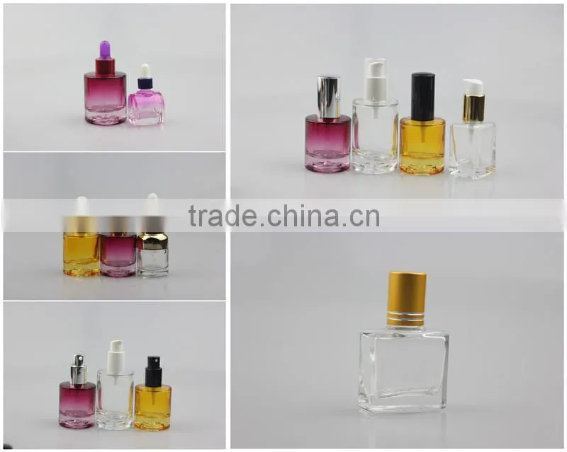 Flat shoulder refillable spray with printing flower cap lotion bottle GSB-0015R