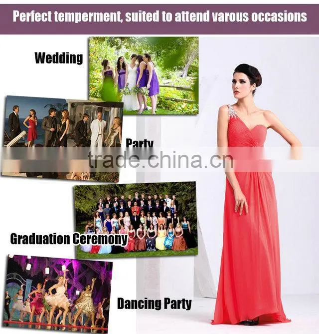 Gorgeous UK fashion one shoulder wedding prom dress red chiffon sexy expensive evening dresses