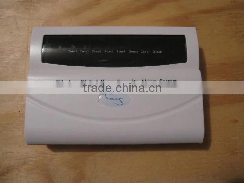 433Mhz wireless alarm system kit with package content: door contact,PIR motion sensor,remote control,wired siren