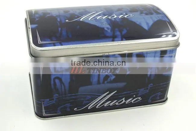 Metal Dome Lid Music Tin Boxes with House Shape