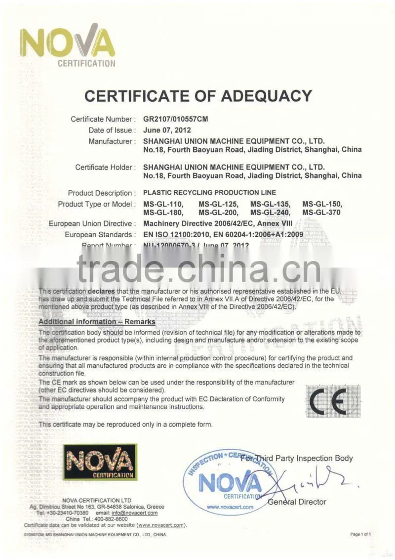 MS-120 water ring PP/PE film recycling machine